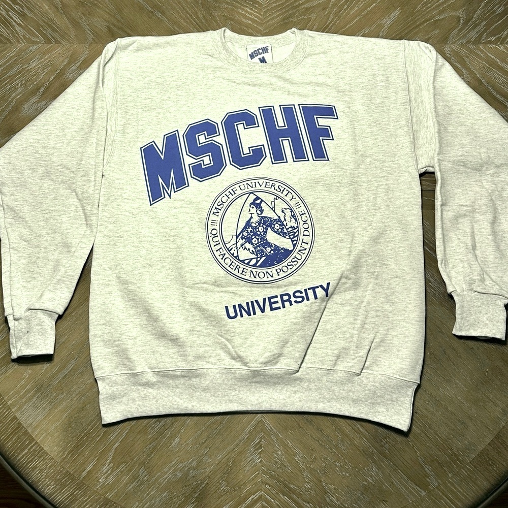 Limited Release MSCHF University Crewneck : M ( Unworn ) — Heather Gray w/ Blue